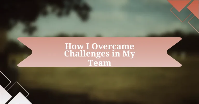 How I Overcame Challenges in My Team