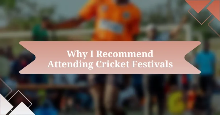 Why I Recommend Attending Cricket Festivals