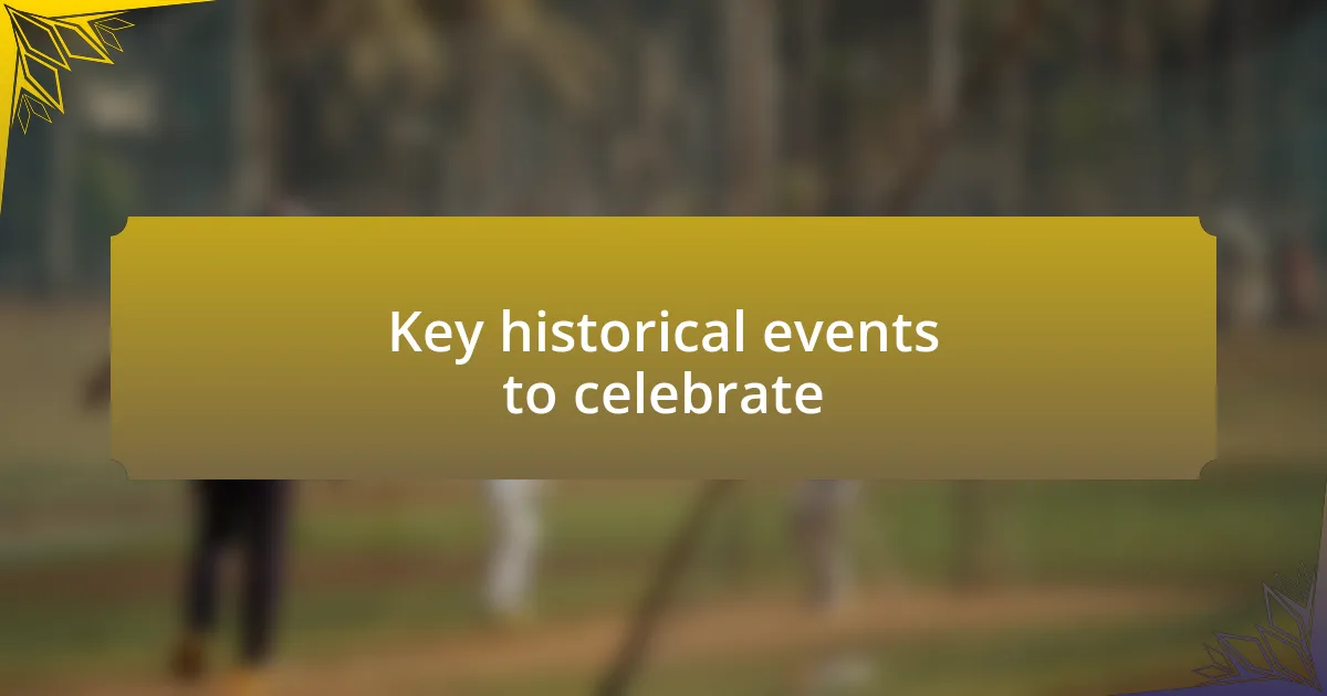 Key historical events to celebrate