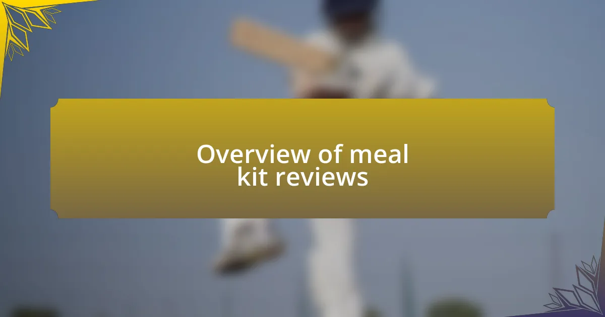 Overview of meal kit reviews