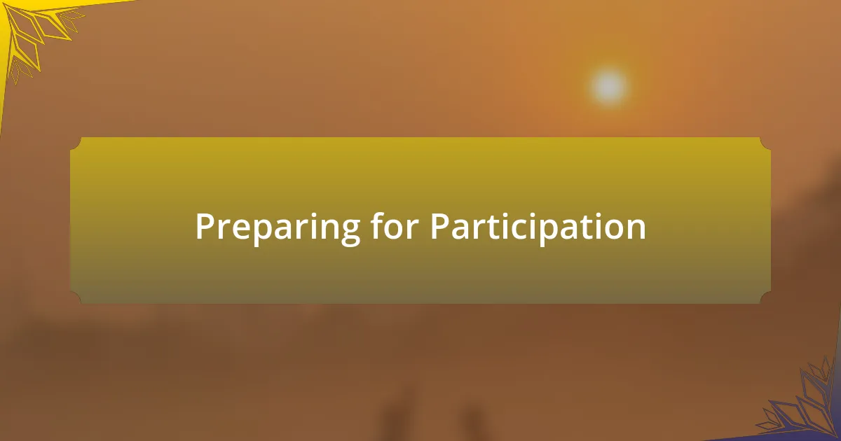 Preparing for Participation