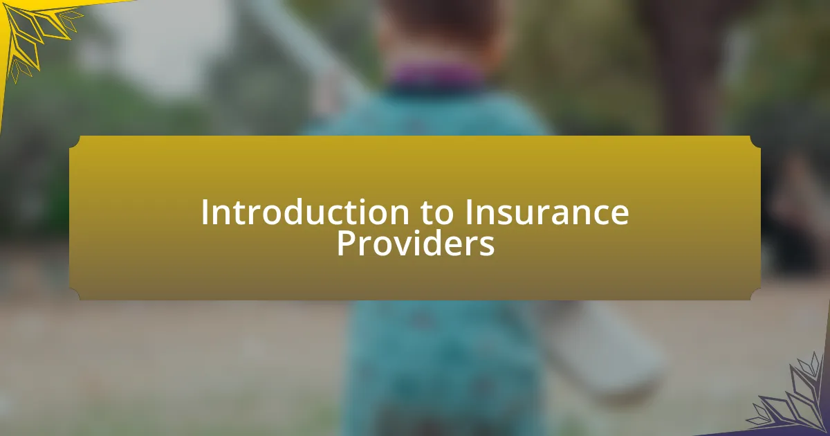 Introduction to Insurance Providers