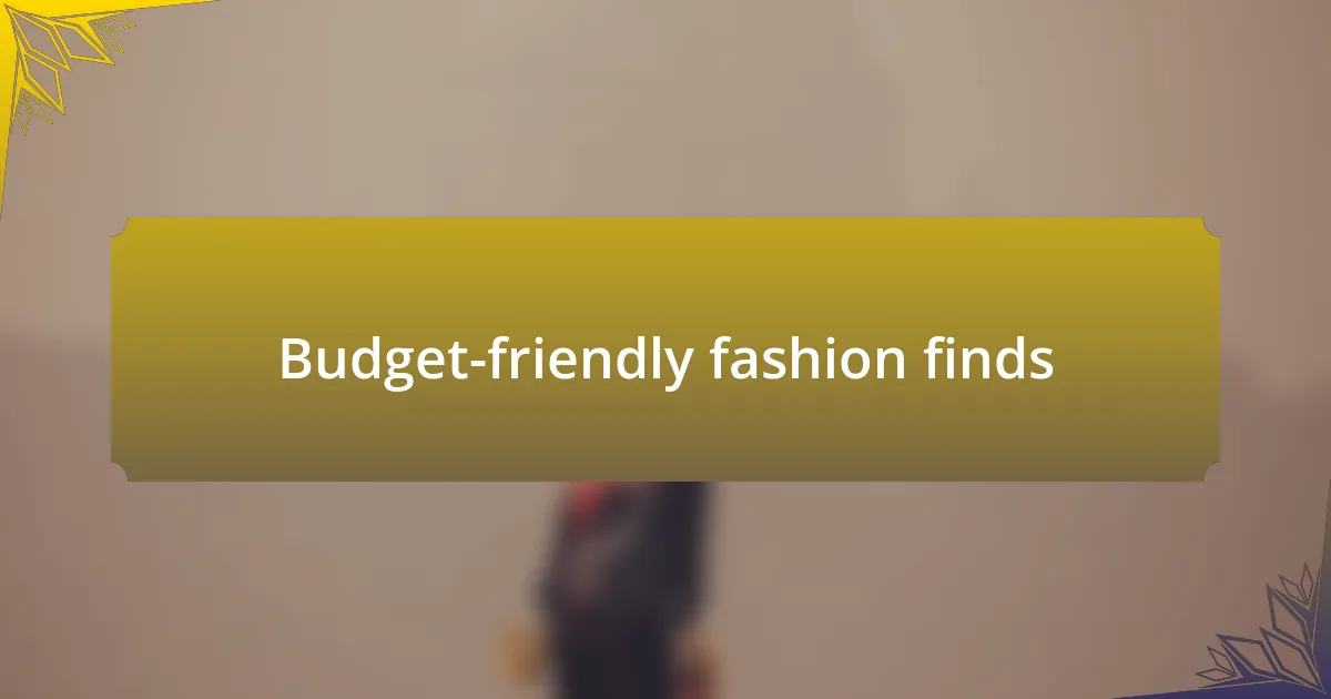 Budget-friendly fashion finds